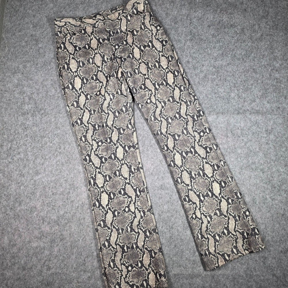 Vintage Renee Lauren Pants Snakeskin Print Bootcut Stretch 11 90s Mob Wife Y2K